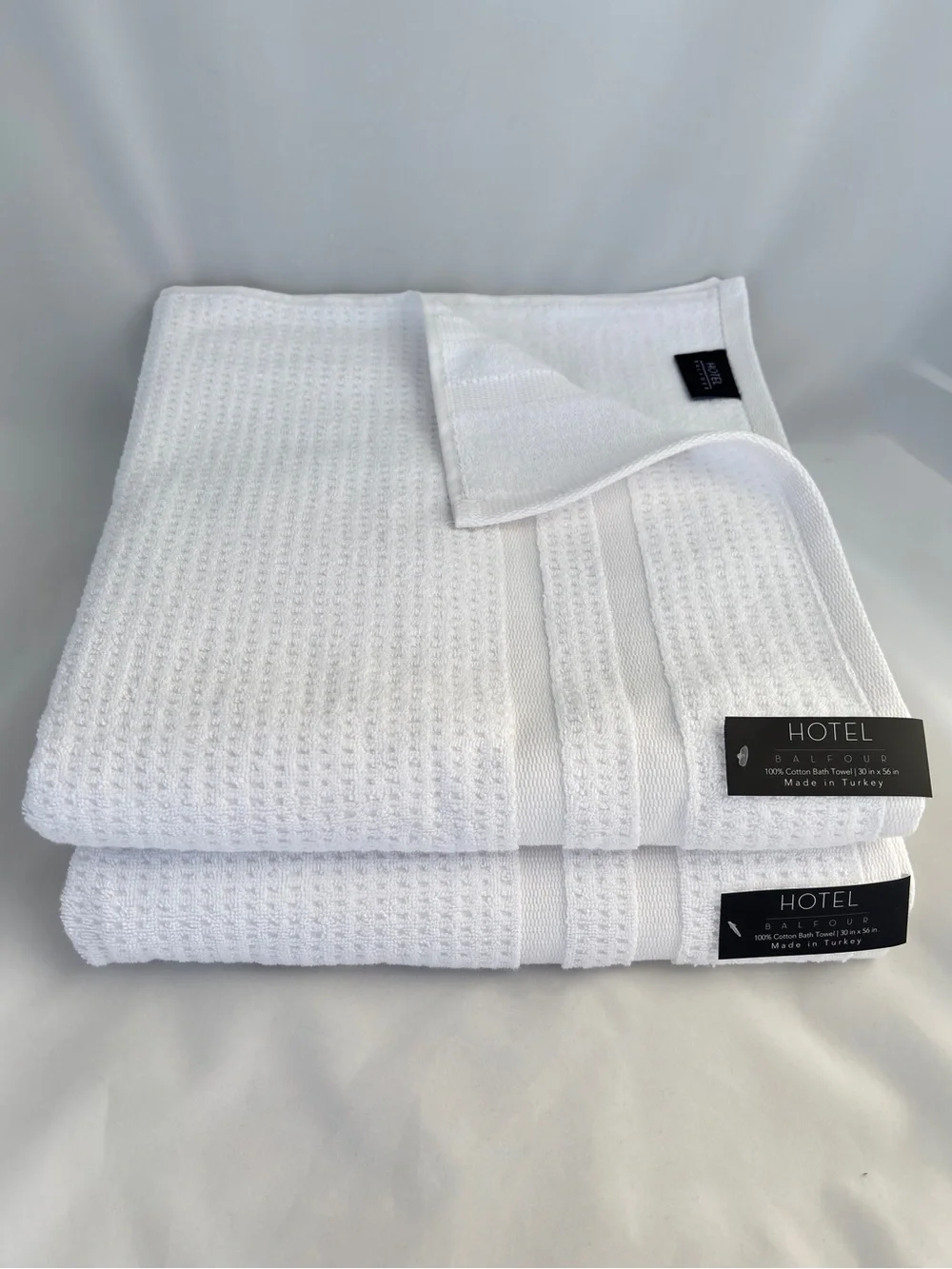 NWT 8Pc Hotel Balfour Turkish White Waffle Bath Towel Set Made in Turkey Spa